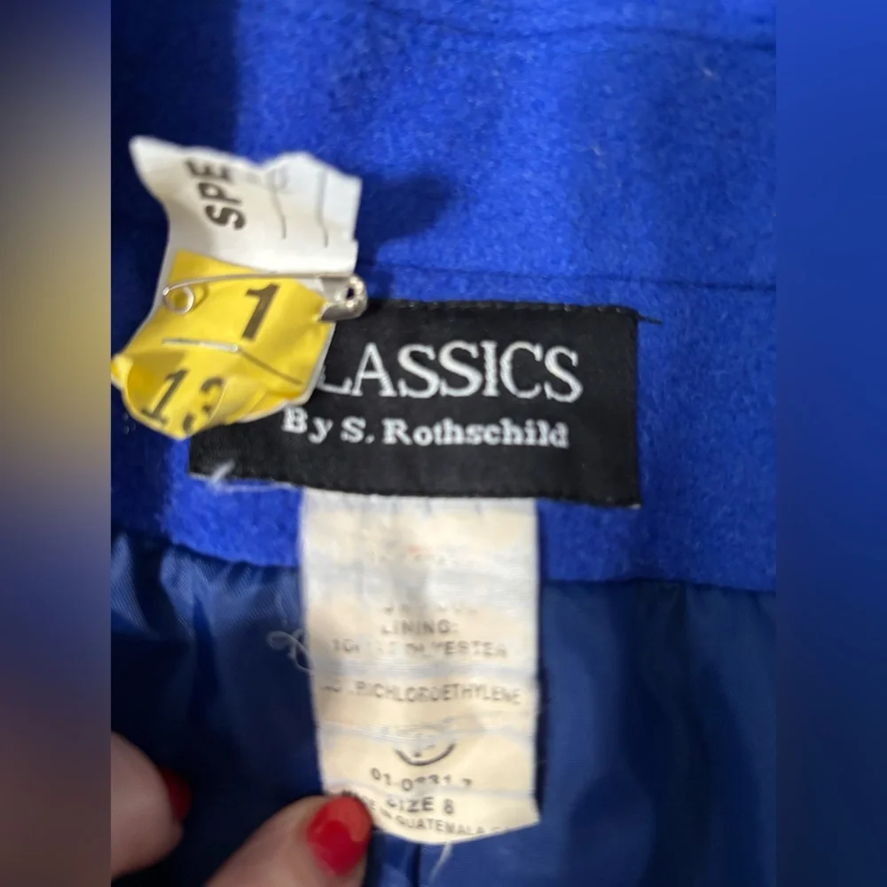 Classics By S. Rothschild Women's 100% Wool Pea Coat Royal Blue size 8 READ